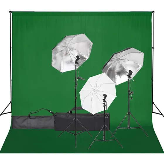 vidaXL fotostudiest med lampest & baggrund