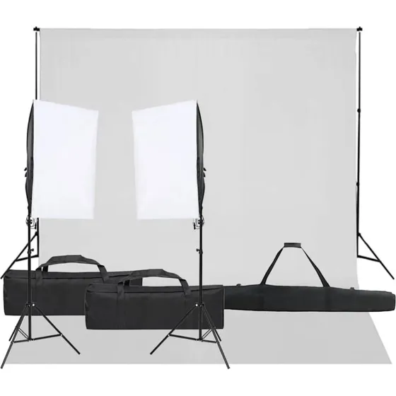 vidaXL fotostudiest med 5500K lampe og baggrund