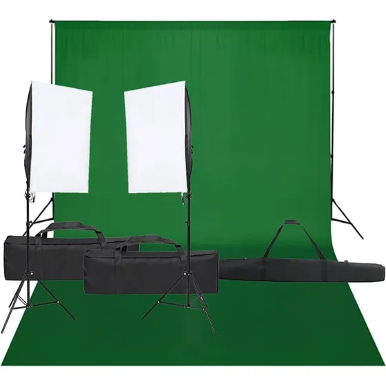 vidaXL fotostudiest med 5500K lampest og baggrund