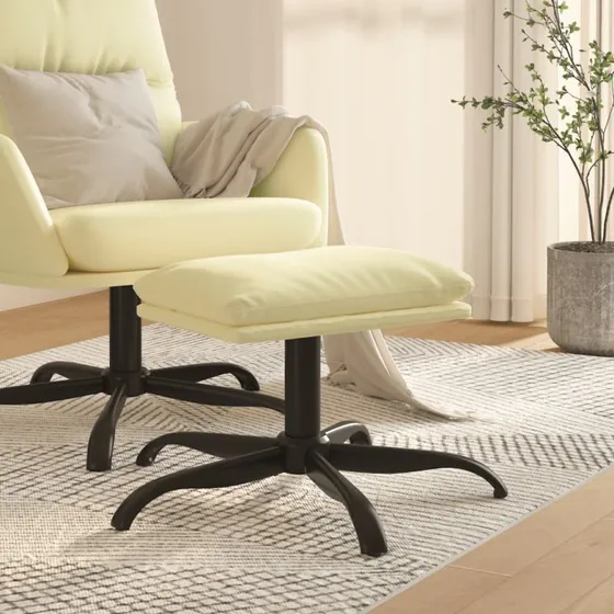 vidaXL fodskammel 60x60x36 cm kunstlæder cremefarvet
