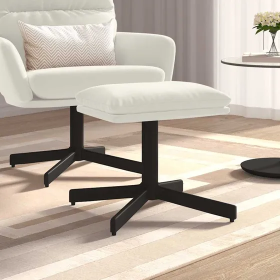 vidaXL fodskammel 60x60x36 cm fløjl creme med sorte metalben