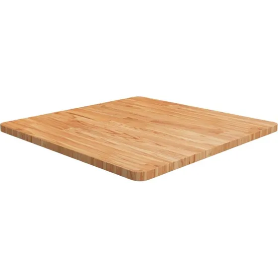 vidaXL firkantet bordplade i massivt egetræ 70x70x2,5 cm lysebrun