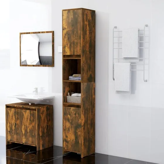 vidaXL højskab 30x30x183,5 cm konstrueret træ, røget eg