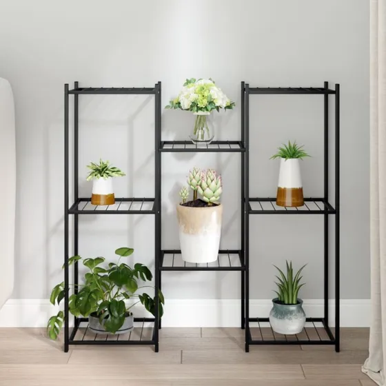 vidaXL blomsterstativ 83x25x80 cm jern sort