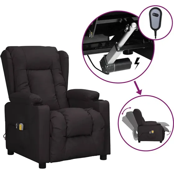 vidaXL eldrevet massagestol i kunstlæder, sort