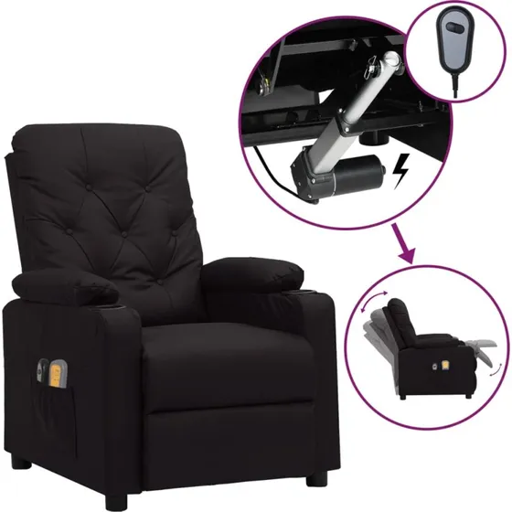 vidaXL eldrevet massagestol i kunstlæder, sort