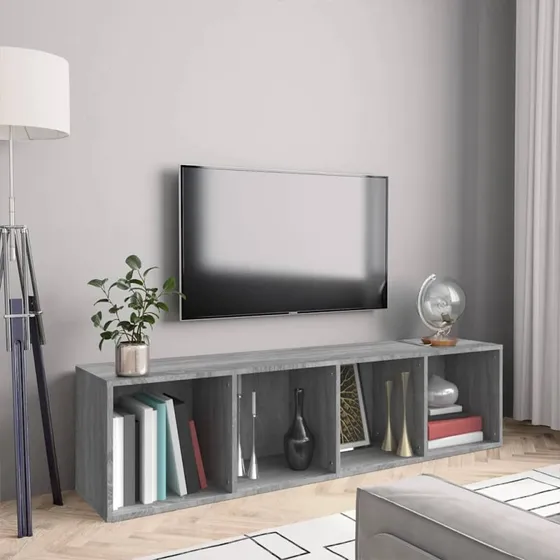 vidaXL bogreol/tv-bord 143x30x36 cm konstrueret træ grå Sonoma-eg