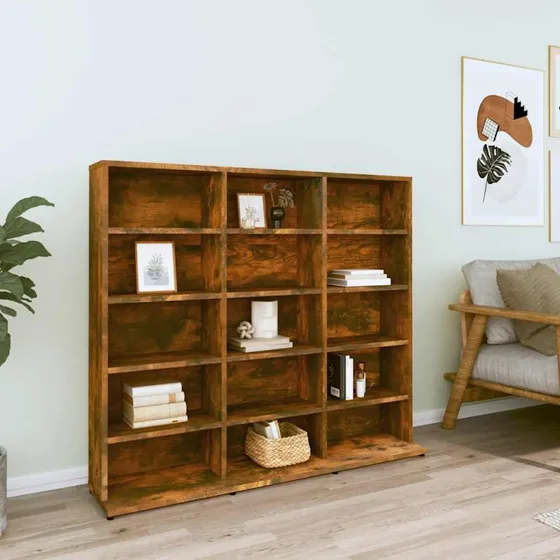 vidaXL CD-reol 100x23x89,5 cm konstrueret træ – røget eg
