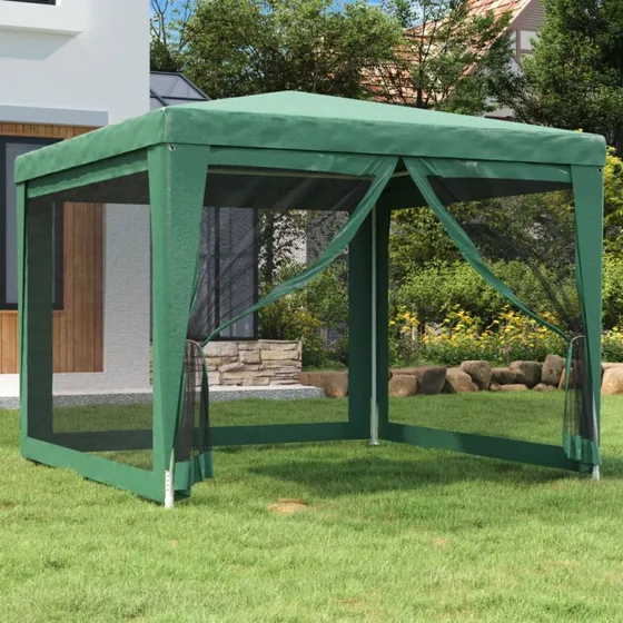 vidaXL festtelt 3x3 m HDPE med 4 sidevægge (trådnet), grøn