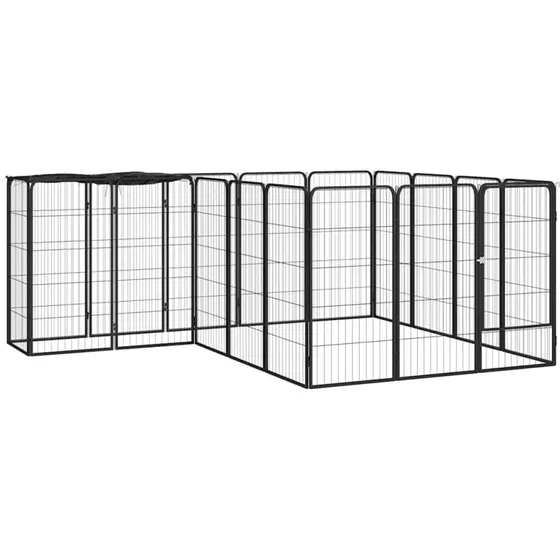 vidaXL 18-panel hundegrd 50x100 cm pulverlakeret stl sort