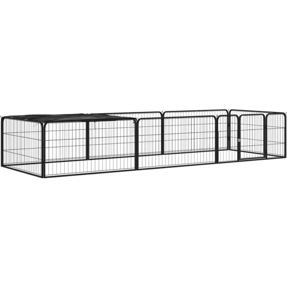 vidaXL 8-panels hundegrd 100x50 cm pulverlakeret stl sort