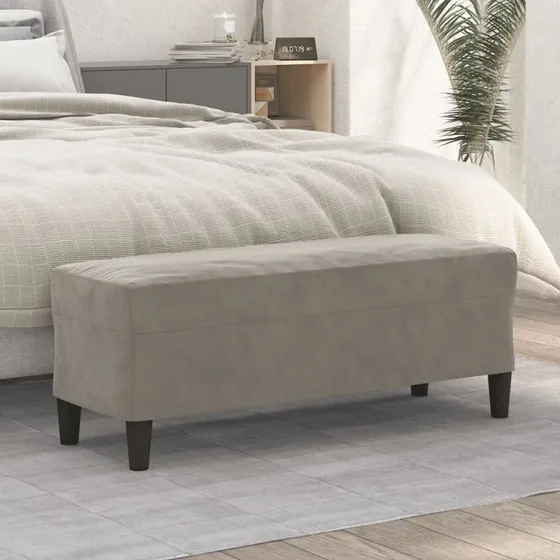 vidaXL bænk 100x35x41 cm lysegrå fløjl