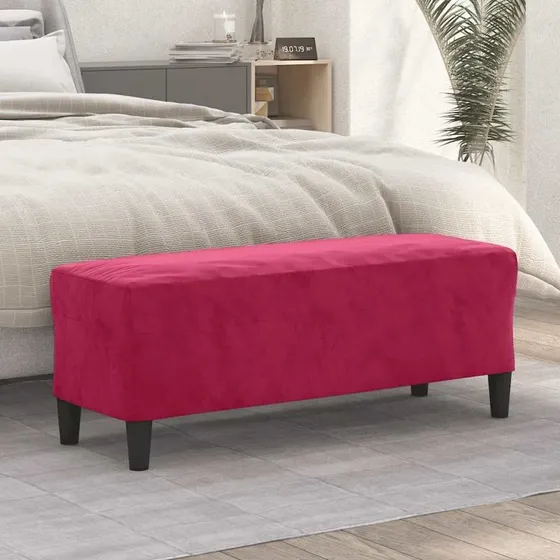 vidaXL velourbænk 100x35x41 cm vinrød