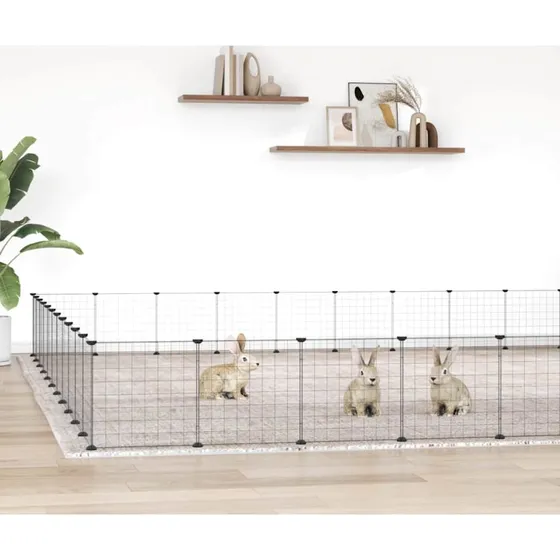 vidaXL 44-panel lbegrd med lge 35x35 cm stl, sort