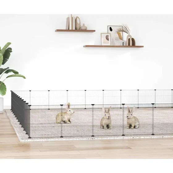 vidaXL 44-panel kledyrsindhegning med lge 35x35 cm sort