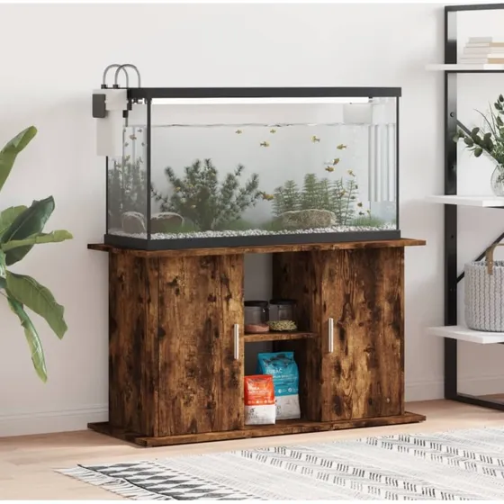 vidaXL akvariebord 1014158 cm konstrueret tr, rget egetr