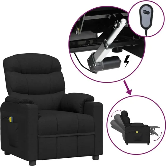 vidaXL eldrevet massagestol i stof, sort