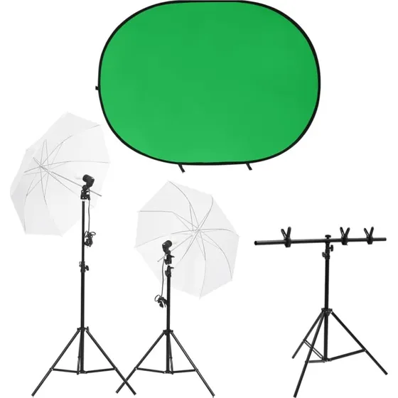 vidaXL fotostudiest 5500K med paraplyer & baggrund