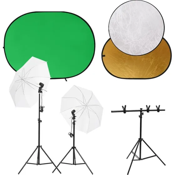 vidaXL Fotostudiest 5500K med baggrund og reflektor