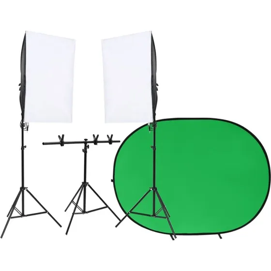 vidaXL fotostudiest med 5500K lampest og baggrund