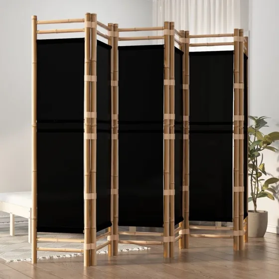 vidaXL 6-panels foldbar rumdeler 240 cm i bambus og kanvas