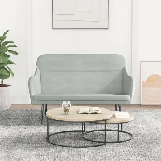 vidaXL bænk 110x76x80 cm velour lysegrå