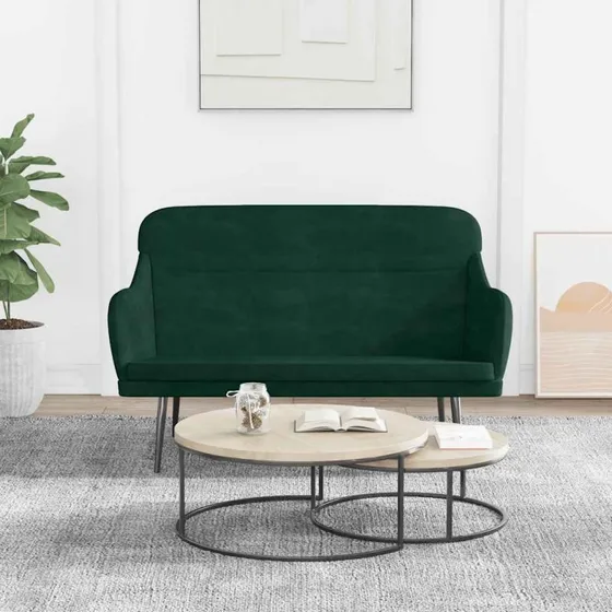 vidaXL bænk 110x76x80 cm velour mørkegrøn