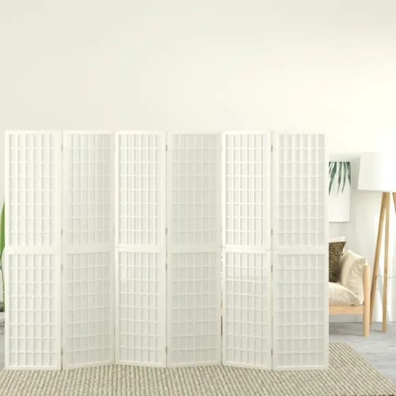 vidaXL 6-panel rumdeler 240x170 cm foldbar, japansk stil, hvid