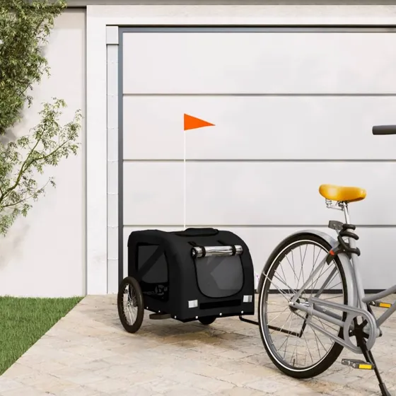 vidaXL cykeltrailer til kæledyr, oxfordstof & jern, sort