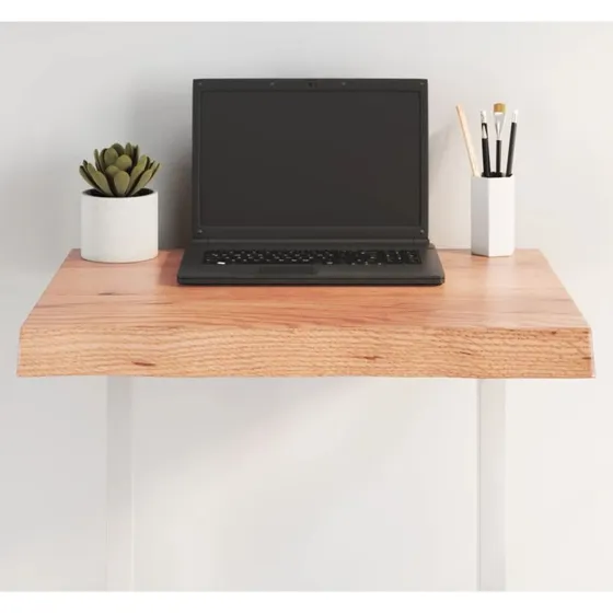 vidaXL bordplade 60x60x(26) cm massiv egetr naturlig kant lysbrun