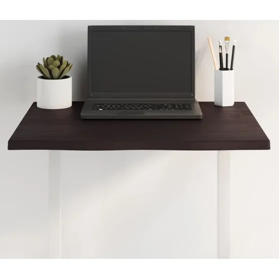 vidaXL bordplade 60x40x2 cm behandlet egetræ naturlig kant mørkebrun