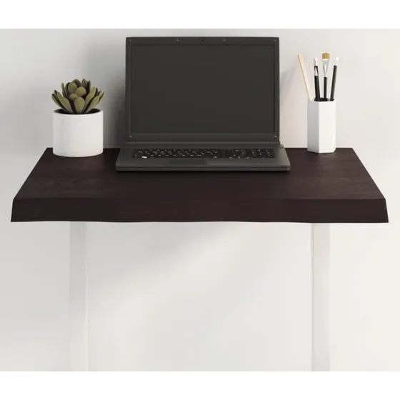 vidaXL bordplade egetræ naturlig kant 60x40x(2-4) cm mørkebrun
