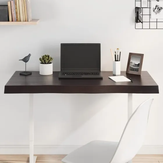 vidaXL bordplade egetr naturkant mrkebrun 100x40x(2-6) cm