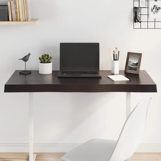 vidaXL bordplade i massivt egetr 100x60x(26) cm mrkebrun