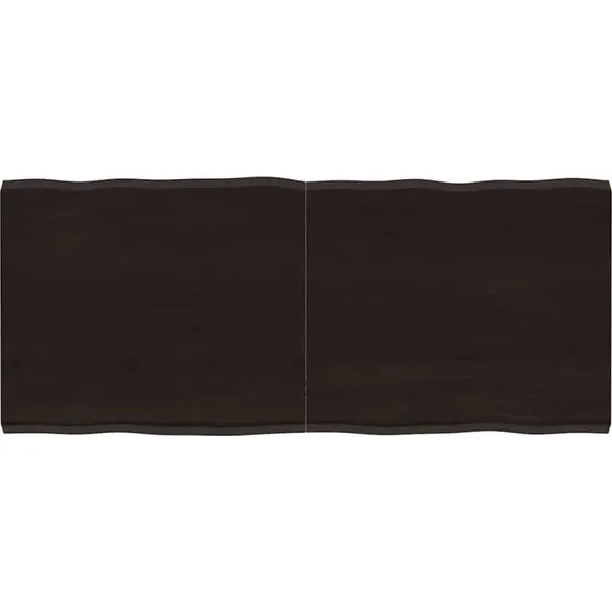 vidaXL bordplade massivt egetræ 140x60x(2-4) cm naturlig kant mørkebrun