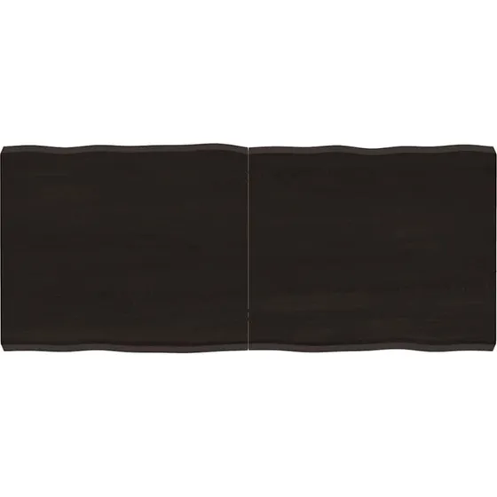 vidaXL Bordplade i massivt egetræ 140x60x(2-6) cm mørkebrun naturlig kant