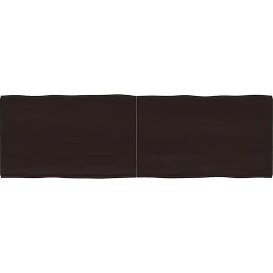 vidaXL bordplade i massivt egetræ 160x50x(2-4) cm naturlig kant mørkebrun