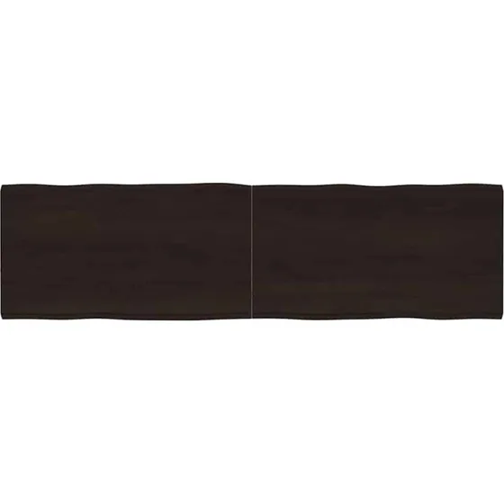 vidaXL bordplade massivt egetræ 180x50 cm mørkebrun naturlig kant