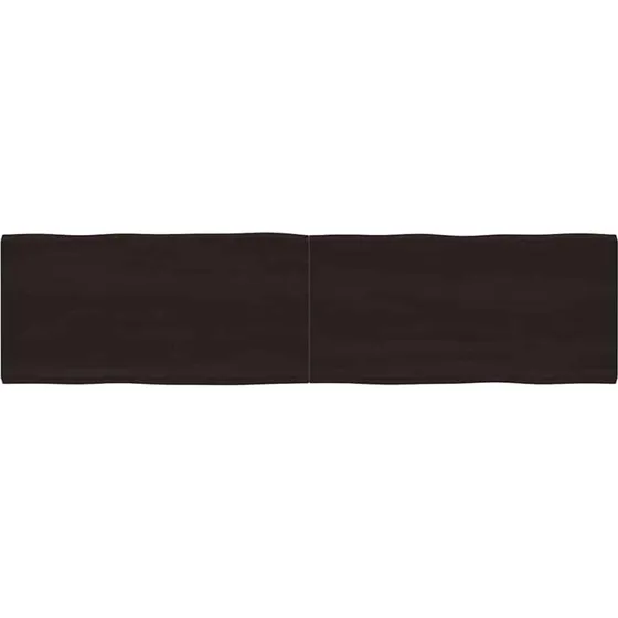 vidaXL Bordplade i massivt egetr 200x50x(2-4) cm, naturlig kant, mrkebrun
