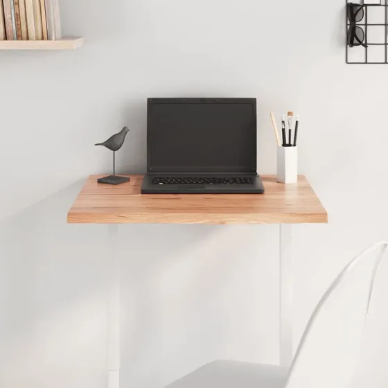 vidaXL bordplade 60x50x2 cm behandlet massivt egetræ lysebrun