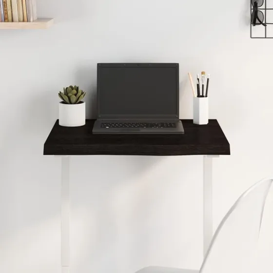 vidaXL bordplade i massivt egetr 60x40x(2-4) cm mrkebrun