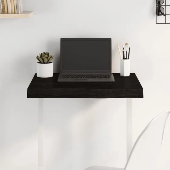 vidaXL bordplade massivt egetræ 60x50x(2-6) cm mørkebrun