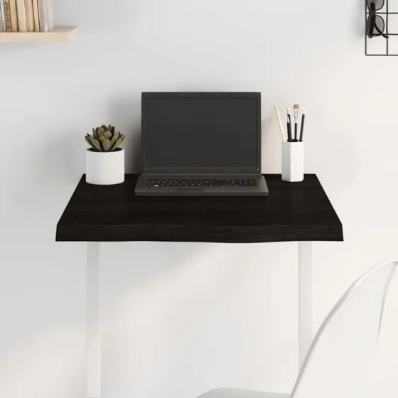 vidaXL bordplade i massivt egetr 60x60x(2-4) cm mrkebrun