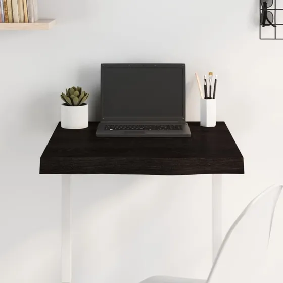 vidaXL bordplade massivt egetr 60x60x(2-6) cm mrkebrun