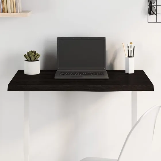 vidaXL bordplade i massivt egetræ 80x50x2–4 cm, mørkebrun