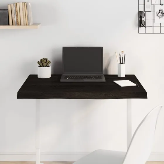 vidaXL bordplade i massivt egetr 80x60x26 cm mrkebrun