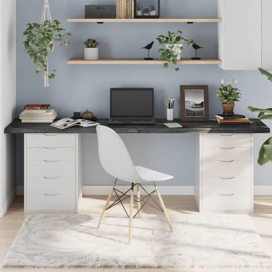 Massivt egetræ bordplade 220x50x(2-4) cm mørkebrun