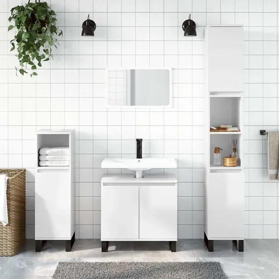 vidaXL badeværelsesskab 58x33x60 cm hvid højglans