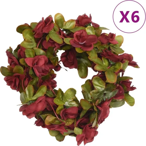 vidaXL blomsterguirlander 6 stk. 250 cm vinrød