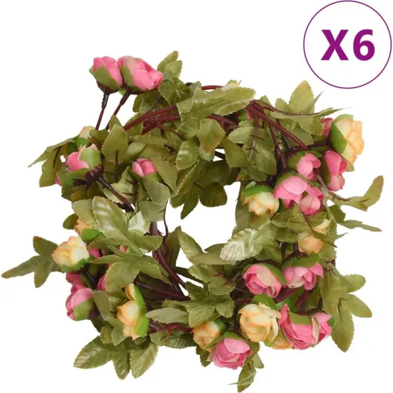 vidaXL Blomsterguirlander 3 stk. 215 cm - Lyserød